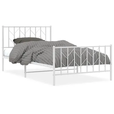 Produktbild von Bettgestell mit Kopf- und Fußteil Metall Weiß 107x203 cm