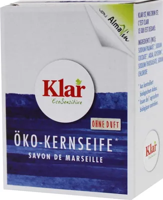 Produktbild von Klar Kernseife 100g, geruchlose Pflanzenölseife, vegan, für empfindliche Haut
