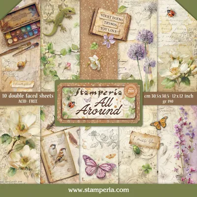 Produktbild von Stamperia Scrapbook-Block All Around, 30,5x30,5 cm, 10 Bögen, beidseitig bedruckt, 190 g/m²