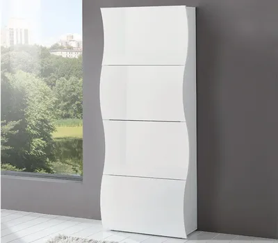 Obrázek produktu pro Schuhschrank >Onda< in Weiß/Hochglanz - 71x161x27cm (BxHxT)
