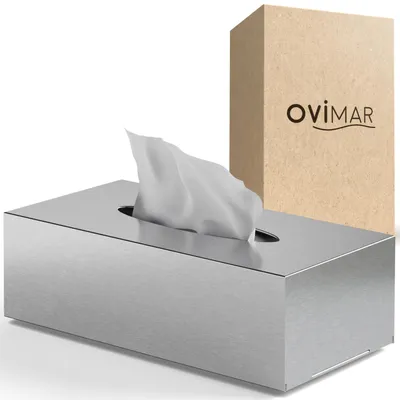 Produktbild von ovimar Kosmetiktücher Box Fornaes | aus edlem Edelstahl | silber | Taschentuchspender, Papierhandtuchspender oder Kosmetiktuchspender für Bad, Küche oder Esstisch | optionale Wandbefestigung