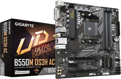 Zdjęcie produktu dla Gigabyte B550M DS3H AC - AMD - Socket AM4 - AMD Ryzen 3. generacji - AMD Ryzen 5. generacji - AMD Ryzen 5. generacji - AMD Ryzen 5... - Socket AM4 - DDR4-SDRAM - 128 GB (B550M DS3H AC)