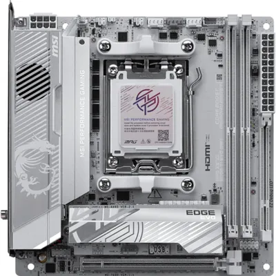 Produktbild von MSI MPG X870I EDGE TI EVO WIFI - Motherboard - Mini-ITX - Socket AM5 - AMD X870 Chipsatz - USB-C 3.2 Gen 2x2, USB-C 3.2 Gen2, USB4, USB 3.2 Gen 1 - 5 Gigabit Ethernet, Wi-Fi 7, Bluetooth - Onboard-Grafik (CPU erforderlich)