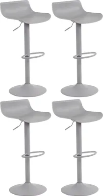 Produktbild von DELUKE® Barhocker 4er Set höhenverstellbar Grau JUTO - Kunststoff, 68,5-94x43x44cm | Barhocker mit Lehne Tresenhocker Barstuhl Küchenhocker Thekenhocker hoher Stuhl