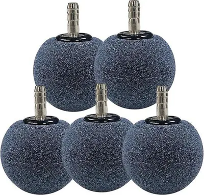 Immagine prodotto di Decorazioni per acquari - Set da 5 pietre porose nere da 50 mm, diffusore di ossigeno a bolle nano per acquari