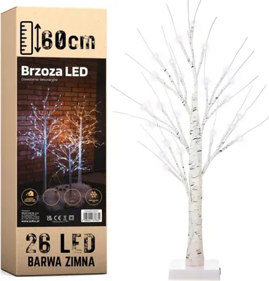 Obrázek produktu pro Vánoční stromek bříza LED dekorace Vánoce 60 cm 26 LED studené