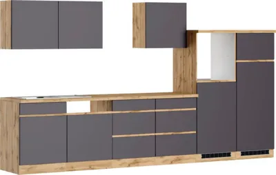 Produktbild von Held Möbel Küchenzeile ohne Geräte PISA 360 cm grau matt zerlegt Variante reversibel 1124.6311