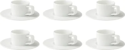 Produktbild von Palmer White Delight, Espressotasse mit Untertasse, Ø 13cm, 7 cl, 6 Stück, weiß Porzellan