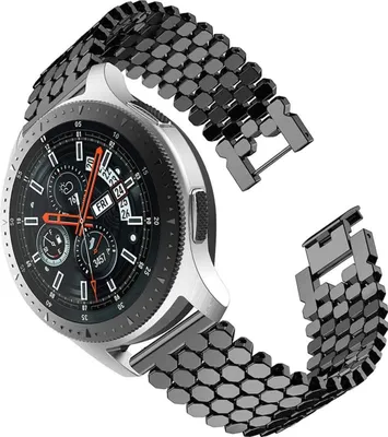 Produktbild von Strap-it Samsung Galaxy Watch 46mm Stahl-Fischarmband (Schwarz)