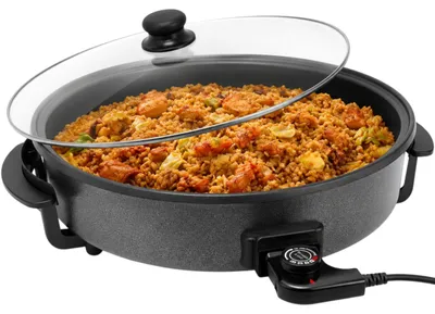Produktbild von SHOV XXL Pizzapfanne Ø42 cm | Hitzebeständiger Glasdeckel & Thermostat