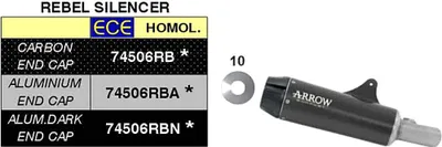 Immagine prodotto di Marmitta slip-on ARROW rebel con fondello in alluminio scuro per Kawasaki Z 900 rs