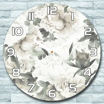 Produktbild von Wanduhr aus Glas Rund fi 30 Vintage Blumenstrauß Quarz Deko Schlafzimmer Büro