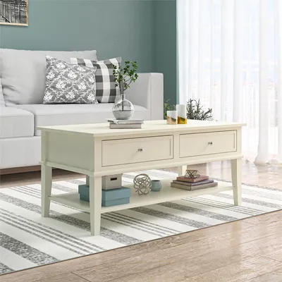 Produktbild von Couchtisch mit 2 Schubladen aus MDF weiß