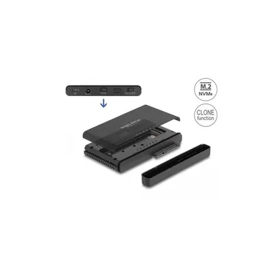 Produktbild von DeLOCK USB Type-C Konverter für 1 x M.2 NVMe SSD + 1 x SATA SSD / HDD mit Klon Funktion, SATA, M.2, SATA, Männlich, Schwarz, 0,3 m