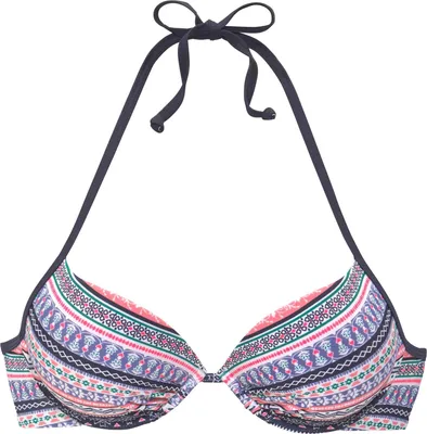 Produktbild von s.Oliver Push-Up-Bikini-Top Barcelona blau-rosé-gestreift Größe 40 Cup C