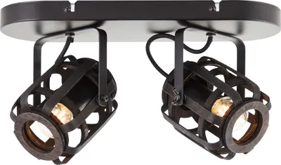 Produktbild von BRILLIANT schwarze Deckenleuchte WOODROW im Nature Style | Bambus Balkenstrahler mit schwenkbaren Kopf | 36cm Breite |2x E14 Fassung max. 42 Watt | Metall/Bambus