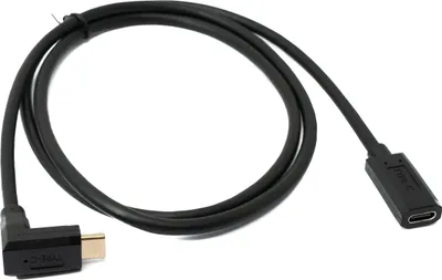 Produktbild von SYSTEM-S USB 3.1 Gen 2 Kabel 100 cm Typ C Stecker zu Buchse Winkel in Schwarz