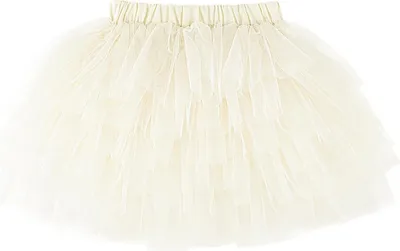Produktbild von Kleinkind Kinder Mädchen Tuturock Kuchenrock Tütürock Stufenrock Prinzessinrock Kurzer Rock Minirock Ballett Tutu, Beige Weiß, 100