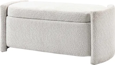 Produktbild von Sitzbank mit Stauraum Flurbank Schuhbank, gepolstert,  105 cm x 44 cm x 45,5 cm. Creme/Beige