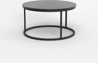 Produktbild von Wohnzimmertisch rund 80 cm in Marmoroptik zeitgenössisch Ossidiana - Schwarz