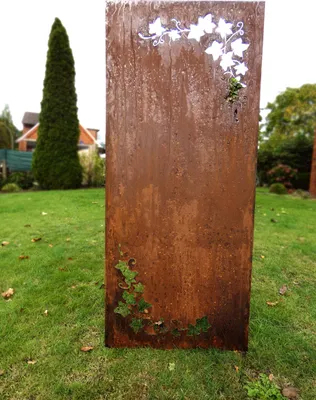 Produktbild von Sichtschutz Sichtschutzelement Stele Wand Edelrost Rost 150 x 62 cm inkl. Bodenanker Ranken