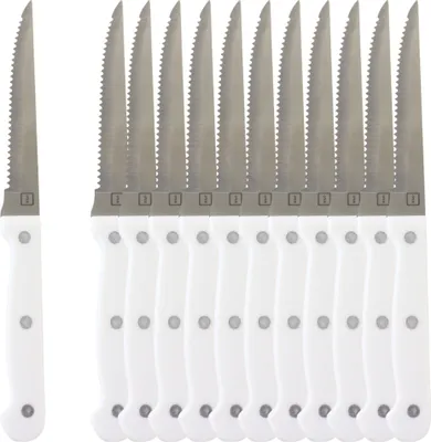 Produktbild von "OTIX Steakmesser-Set aus 12 Stück Weiß Spülmaschinenfest 21x2x1,5cm Steakmesser-Set aus Edelstahl"