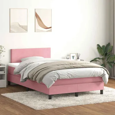 Zdjęcie produktu dla Maison Exclusive - Łóżko kontynentalne z materacem i LED, różowe, 120x210 cm, aksamit
