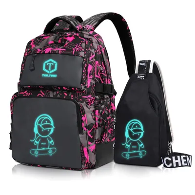 Produktbild von Schulrucksack Rucksack Jungen Schulrucksack Mädchen Teenager Jugendliche Daypacks Kinder Reflektierender Schultasche Outdoor Camping Groß