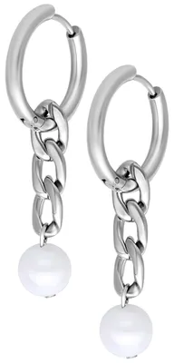 Produktbild von Wildcat Ohrringe - Little Chunky Synthetic Pearl Hoops - Silber - Chirurgenstahl 316L - wasserfest, langlebig, hautverträglich, Silber