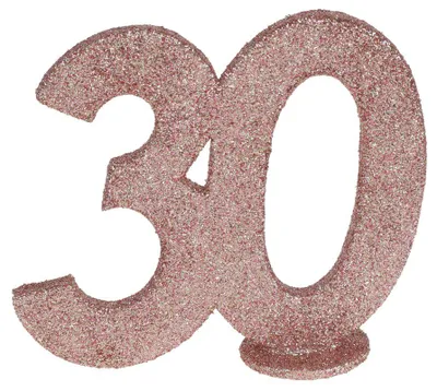Produktbild von 30. Geburtstag roségold glitzer Tischdekoration 11x 10 cm Zahl 30