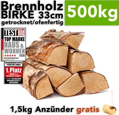 Produktbild von Brennholz Birkenholz 25cm Holzscheite ca. 500kg auf Palette, Kamin Kaminofen Feuerschale Grill getrocknet ofenfertig - Feuerholz Birke von HOLZBRX