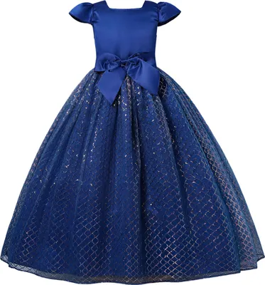 Productafbeelding van Feestjurk met glinsterende rok, maat 134 - blauw