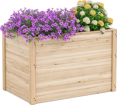Produktbild von GOPLUS Hochbeet, erhöhtes Gartenbeet mit offenem Boden, Pflanzenkasten aus Tannenholz, DIY-Malerei, 101 x 64 x 65,5 cm, Natur