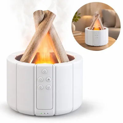 Produktbild von Luftbefeuchter mit Flammeneffekt, Aroma Diffuser Ultraschall, Luftbefeuchter mit Fernbedienung, 250 ml Wassertank, Timer, LED-Licht