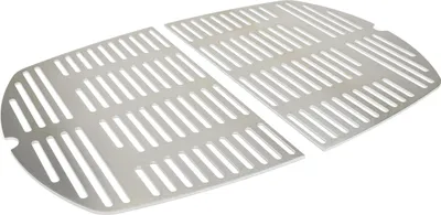 Two silver grill grates are shown on a white background.