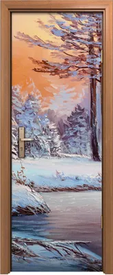 Produktbild von Türposter 70x200 cm Türaufkleber Türtapete Türfolie Klebefolie Landschaft Weihnachts Wald mit Fluss