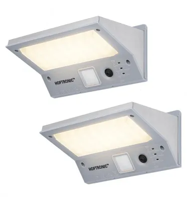 Produktbild von hoftronic LED Solar Wandleuchte 2W 21 LEDs 3000K IP65 Grau mit Sensor