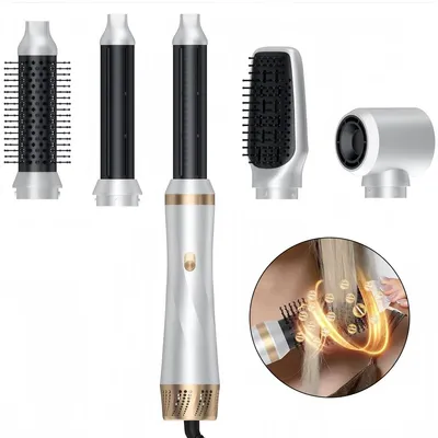 Produktbild von 5-in-1 Haarstyler Airstyler-Set mit Rundbürsten-Haartrockner, Warmluftbürste & automatischem Lockenstab, für Volumen, Locken & schnelles Trocknen