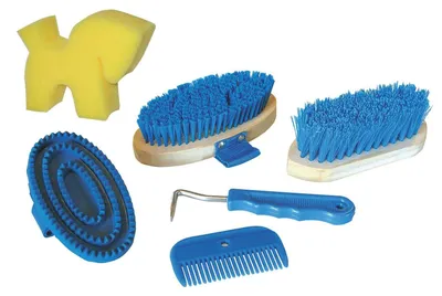 Obrázek produktu pro Kerbl Putz Rucksack blau Putzset Pflegeset Pferde Putzzeug Bürsten Striegel