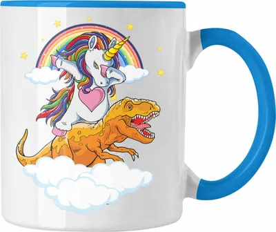 Produktbild von Trendation - Einhorn T-Rex Tasse Grafik Geschenk Lustig (Blau)