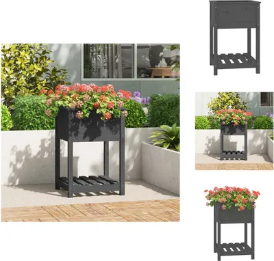 Obrázek produktu pro vidaXL Květináč s policí šedý 54x54x81 cm, masivní borovicové dřevo - Květináče a květináče