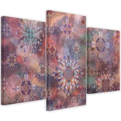 Produktbild von Triptychon auf leinwand sternmosaik 150x100 cm Feeby rot wandbild bereit zum aufhängen