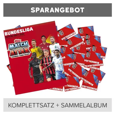 Zdjęcie produktu dla Topps Match Attax 2021/22 – kompletny zestaw zawierający 465 kart + folder kolekcjonerski (bez kart limitowanych i innych kart specjalnych)