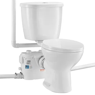 Imagen del producto de Sistema de inodoro triturador VEVOR con una potente bomba trituradora de 700W, descarga trasera y inodoro de descarga potente, ideal para sótanos. Sistema de descarga doble, kit de inodoro triturador con 3 entradas, diseño que ahorra espacio