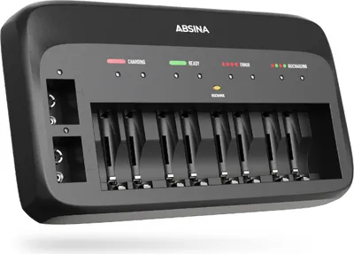 Produktbild von Nabíječka baterií ABSINA X10 pro baterie AA, AAA a 9V - Nabíječka pro baterie NiMH - Nabíječka pro baterie Mirco, Mignon a 9V