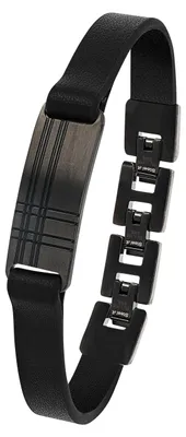Produktbild von s.Oliver Herren Armband 2039737 Leder Edelstahl schwarz