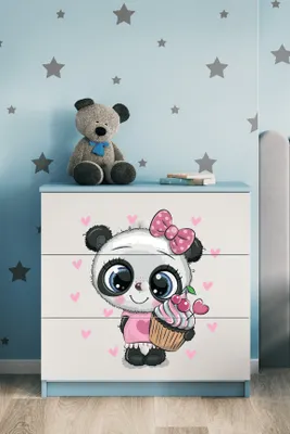 Produktbild von Kinderkommode mit Schubladen Panda in der Farbe Blau Babydreams