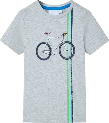 Produktbild von dkd-home-decor Kinder-Kurzarmshirt Grau Gr. 140 mit Fahrrad-Motiv