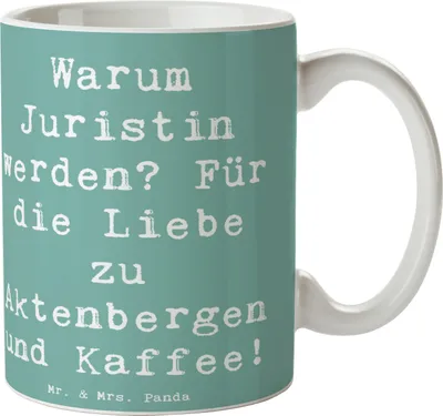 Produktbild von Mr. & Mrs. Panda Kaffeebecher Spruch Juristin Liebe - Meeresbrise - Geschenk, Rechtsanwältin, Rechtswissenschaften, Tasse, Keramiktasse, Becher, Berufsalltag, Beruf, mit