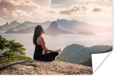 Produktbild von MuchoWow® Poster Eine Frau macht Yoga in der Natur 120x80 cm - Bilder